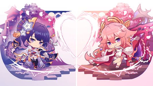 "Chibi Hugs" Raiden Shogun + Yae Miko (Bundle of 2)