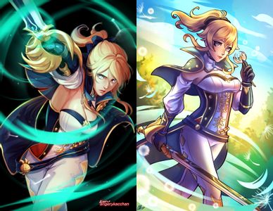 COMBO (LARGE PRINTS) - Dandelion Knight & Jean's Gale Blade